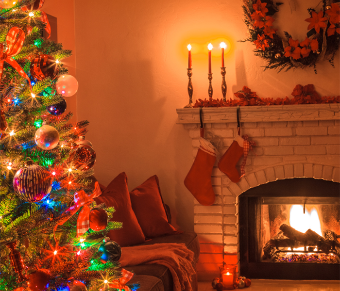 Fireplace and Christmas tree 